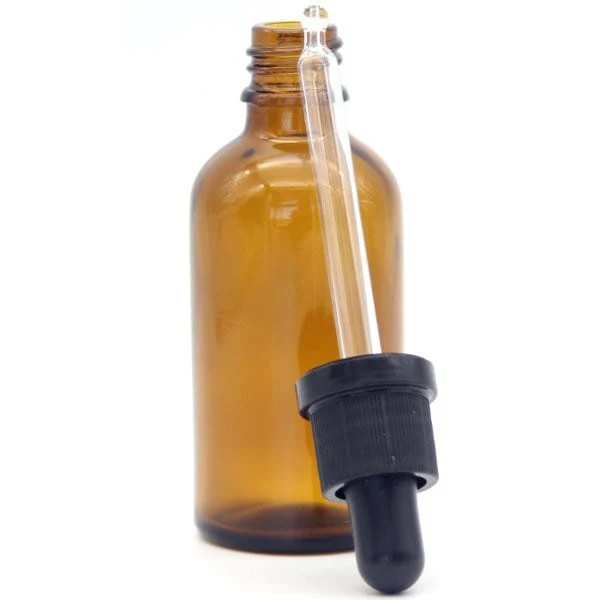 Amber Glass Bottle with Black Dropper - 50ml - Image 2