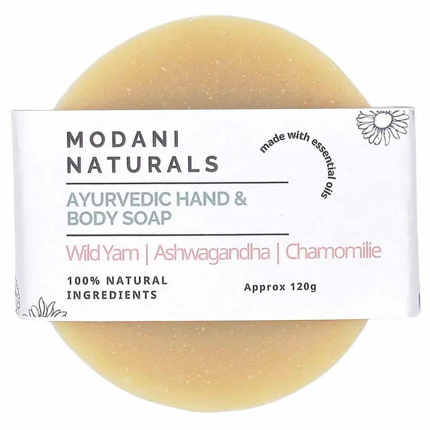 Modani Naturals Hand and Body Bar 120g Wild Yam, Ashwagandha, Chamomile