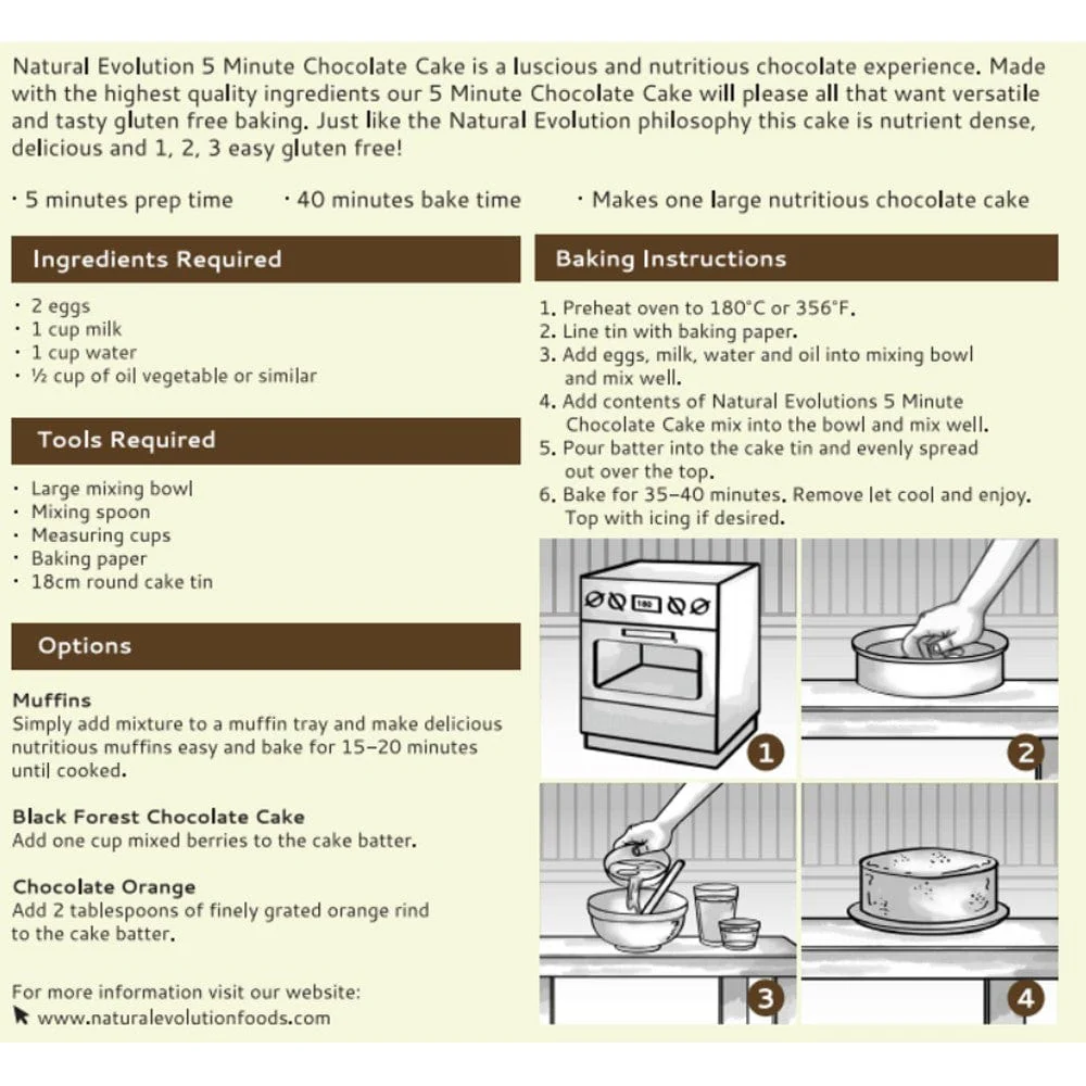 Natural Evolution 5-Minute Chocolate Cake Mix - 465g - Image 5