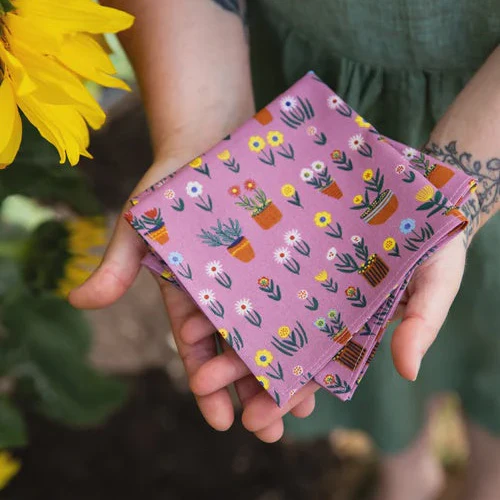 Organic Cotton Handkerchief - Pot Plants - Image 2