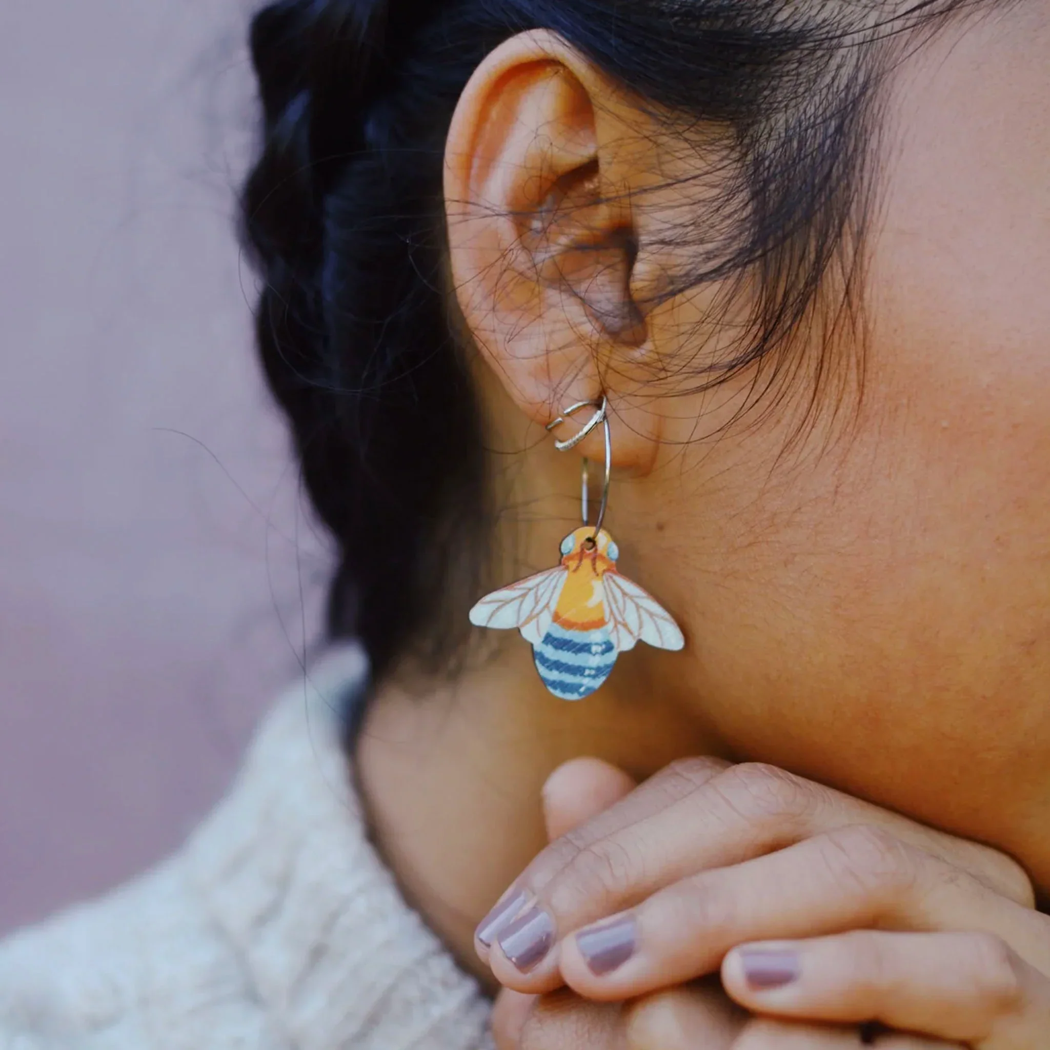 Pixie Nut & Co. Bee Hoop Earrings - Image 2