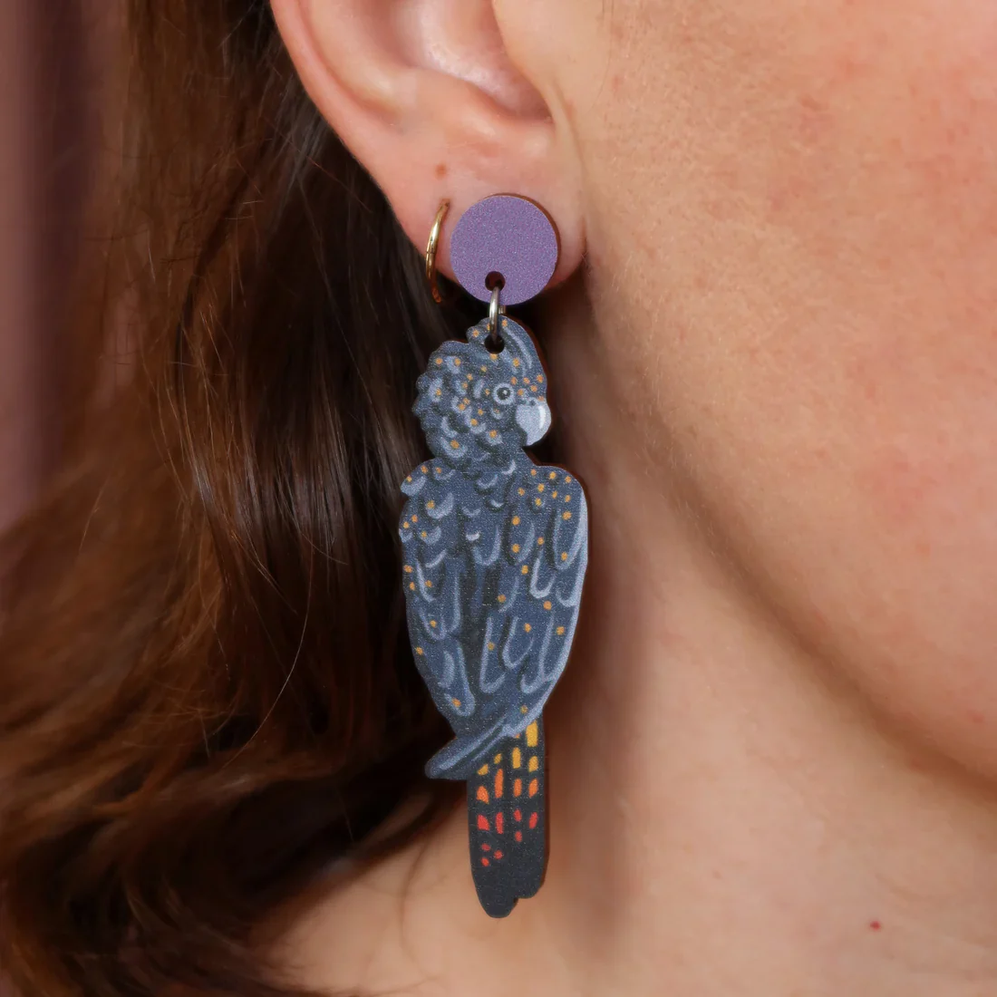 Pixie Nut & Co. Black Cockatoo Earrings - Image 2