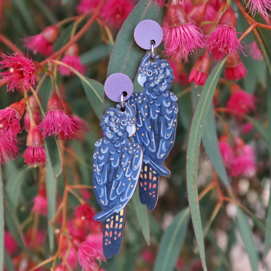 Pixie Nut & Co. Black Cockatoo Earrings - Image 3