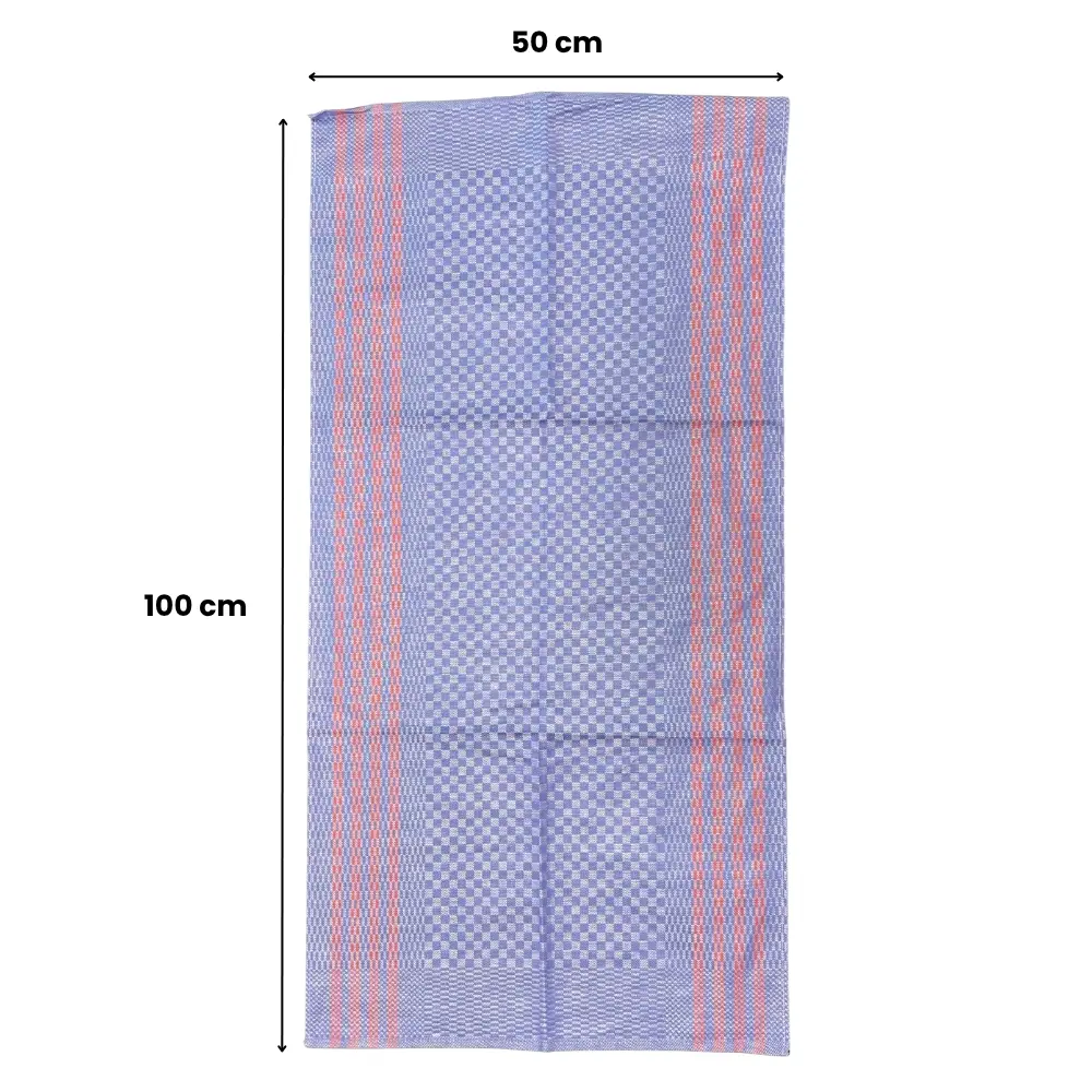 Redecker + Kracht Oversized Tea Towel Blue Check/Red Stripes 50 x 100 cm - Image 3