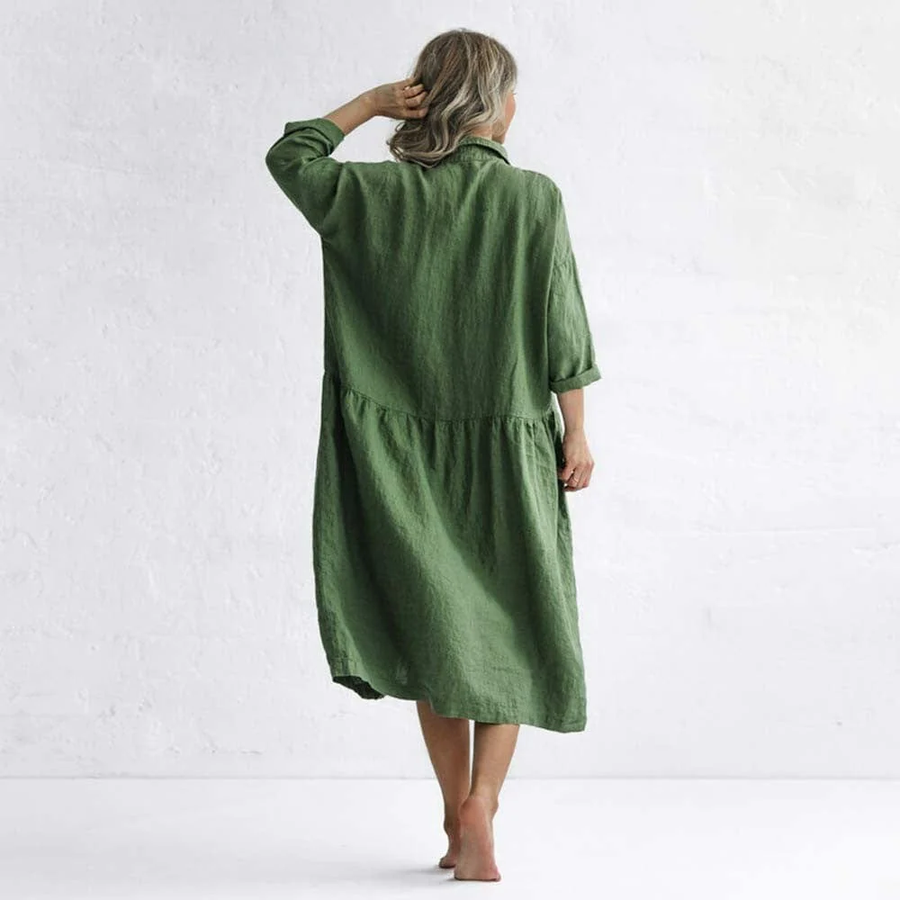 Seaside Tones Oversized Dress - Olive - Image 2
